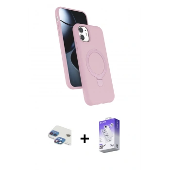 MARSİLYAN™- iPhone 11 Kılıf İz Işık Koleksiyonu - Siyah Bilvis 5in1 3D Magic Cam Ekran Koruyucu + Pers Alüminyum Kamera Lens - GI