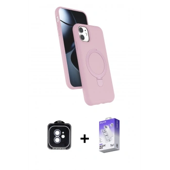 MARSİLYAN™- iPhone 11 Kılıf İz Işık Koleksiyonu - Siyah Bilvis 5in1 3D Magic Cam Ekran Koruyucu + PVD Metal Kamera Lens - MI