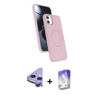 MARSİLYAN™- iPhone 11 Kılıf İz Işık Koleksiyonu - Siyah Bilvis 5in1 3D Magic Cam Ekran Koruyucu + Raze Metal Kamera Lens - MR