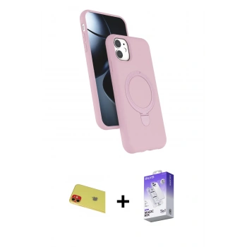 MARSİLYAN™- iPhone 11 Kılıf İz Işık Koleksiyonu - Siyah Bilvis 5in1 3D Magic Cam Ekran Koruyucu + Rainbow Kamera Lens Koruma Cam - KI