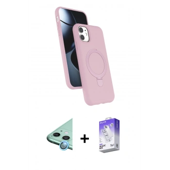 MARSİLYAN™- iPhone 11 Kılıf İz Işık Koleksiyonu - Siyah Bilvis 5in1 3D Magic Cam Ekran Koruyucu + Raze Metal Kamera Lens - MI