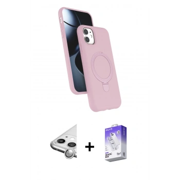 MARSİLYAN™- iPhone 11 Kılıf İz Işık Koleksiyonu - Siyah Bilvis 5in1 3D Magic Cam Ekran Koruyucu + Raze Metal Kamera Lens - GS