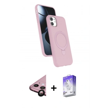 MARSİLYAN™- iPhone 11 Kılıf İz Işık Koleksiyonu - Siyah Bilvis 5in1 3D Magic Cam Ekran Koruyucu + Raze Metal Kamera Lens - SH