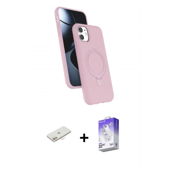 MARSİLYAN™- iPhone 11 Kılıf İz Işık Koleksiyonu - Siyah Bilvis 5in1 3D Magic Cam Ekran Koruyucu + Renkli Kamera Lens Koruma Cam - YL