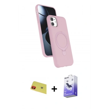 MARSİLYAN™- iPhone 11 Kılıf İz Işık Koleksiyonu - Siyah Bilvis 5in1 5D Magic Hayalet Cam Ekran Koruyucu + Rainbow Kamera Lens Koruma Cam - KI