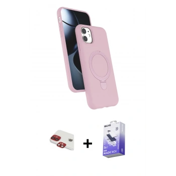 MARSİLYAN™- iPhone 11 Kılıf İz Işık Koleksiyonu - Siyah Bilvis 5in1 5D Magic Hayalet Cam Ekran Koruyucu + Pers Alüminyum Kamera Lens - KI