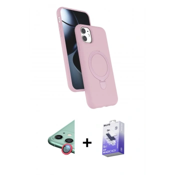 MARSİLYAN™- iPhone 11 Kılıf İz Işık Koleksiyonu - Siyah Bilvis 5in1 5D Magic Hayalet Cam Ekran Koruyucu + Raze Metal Kamera Lens - KI