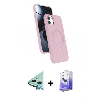 MARSİLYAN™- iPhone 11 Kılıf İz Işık Koleksiyonu - Siyah Bilvis 5in1 5D Magic Hayalet Cam Ekran Koruyucu + Raze Metal Kamera Lens - MI