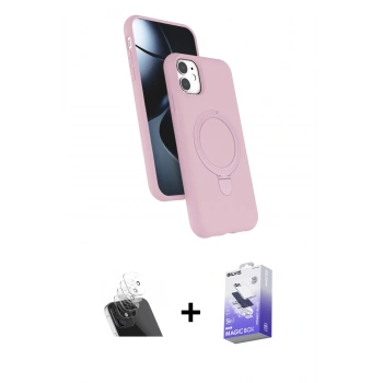 MARSİLYAN™- iPhone 11 Kılıf İz Işık Koleksiyonu - Siyah Bilvis 5in1 5D Magic Hayalet Cam Ekran Koruyucu + Kamera Lens Koruma Cam - SF