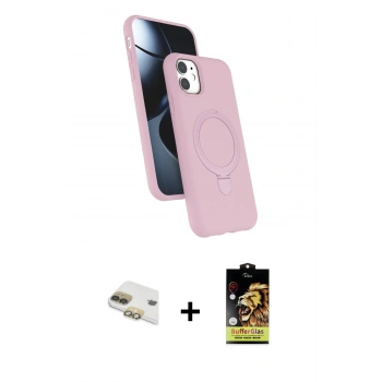 MARSİLYAN™- iPhone 11 Kılıf İz Işık Koleksiyonu - Siyah Buffer Cam Ekran Koruyucu + Pers Alüminyum Kamera Lens - GD