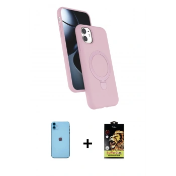 MARSİLYAN™- iPhone 11 Kılıf İz Işık Koleksiyonu - Siyah Buffer Cam Ekran Koruyucu + Neon Fosforlu Kamera Lens - MI