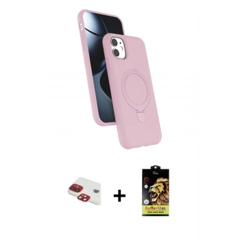 MARSİLYAN™- iPhone 11 Kılıf İz Işık Koleksiyonu - Siyah Buffer Cam Ekran Koruyucu + Pers Alüminyum Kamera Lens - KI