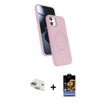 MARSİLYAN™- iPhone 11 Kılıf İz Işık Koleksiyonu - Siyah Buffer Hayalet Cam Ekran Koruyucu + Pers Alüminyum Kamera Lens - GD