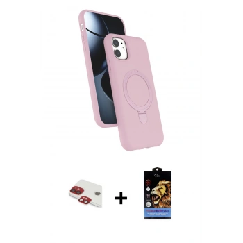 MARSİLYAN™- iPhone 11 Kılıf İz Işık Koleksiyonu - Siyah Buffer Hayalet Cam Ekran Koruyucu + Pers Alüminyum Kamera Lens - KI