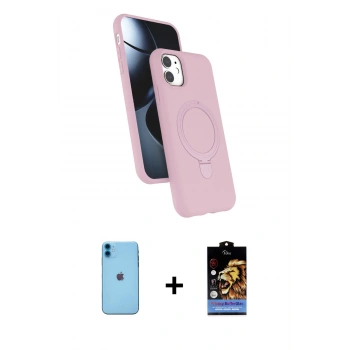 MARSİLYAN™- iPhone 11 Kılıf İz Işık Koleksiyonu - Siyah Buffer Hayalet Cam Ekran Koruyucu + Neon Fosforlu Kamera Lens - MI