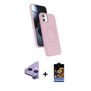 MARSİLYAN™- iPhone 11 Kılıf İz Işık Koleksiyonu - Siyah Buffer Hayalet Cam Ekran Koruyucu + Raze Metal Kamera Lens - MR