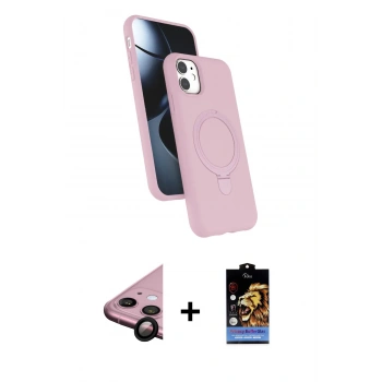 MARSİLYAN™- iPhone 11 Kılıf İz Işık Koleksiyonu - Siyah Buffer Hayalet Cam Ekran Koruyucu + Raze Metal Kamera Lens - SH