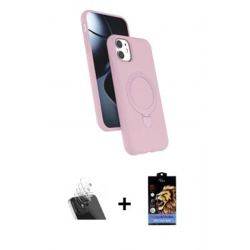 MARSİLYAN™- iPhone 11 Kılıf İz Işık Koleksiyonu - Siyah Buffer Hayalet Cam Ekran Koruyucu + Kamera Lens Koruma Cam - SF