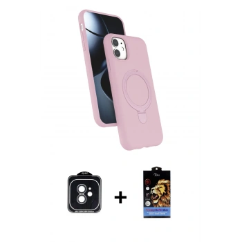 MARSİLYAN™- iPhone 11 Kılıf İz Işık Koleksiyonu - Siyah Buffer Hayalet Cam Ekran Koruyucu + PVD Metal Kamera Lens - SH