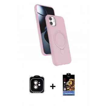 MARSİLYAN™- iPhone 11 Kılıf İz Işık Koleksiyonu - Siyah Buffer Hayalet Cam Ekran Koruyucu + PVD Metal Kamera Lens - TU