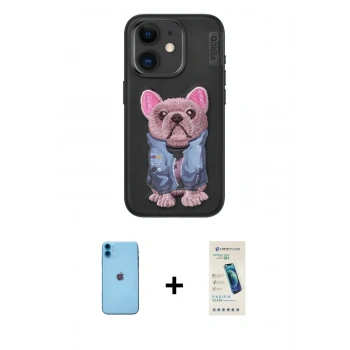 MARSİLYAN™- iPhone 11 Kılıf İz Minimal Koleksiyonu - Şeffaf Pasifik Cam Ekran Koruyucu + Neon Fosforlu Kamera Lens - MI