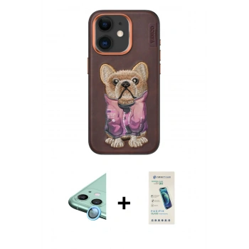 MARSİLYAN™- iPhone 11 Kılıf İz Minimal Koleksiyonu - Şeffaf Pasifik Cam Ekran Koruyucu + Raze Metal Kamera Lens - MI