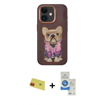 MARSİLYAN™- iPhone 11 Kılıf İz Minimal Koleksiyonu - Şeffaf Royal Nano Ekran Koruyucu + Rainbow Kamera Lens Koruma Cam - KI