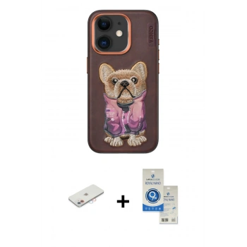 MARSİLYAN™- iPhone 11 Kılıf İz Minimal Koleksiyonu - Şeffaf Royal Nano Ekran Koruyucu + Renkli Kamera Lens Koruma Cam - PE