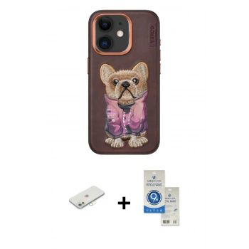 MARSİLYAN™- iPhone 11 Kılıf İz Minimal Koleksiyonu - Şeffaf Royal Nano Ekran Koruyucu + Renkli Kamera Lens Koruma Cam - SI