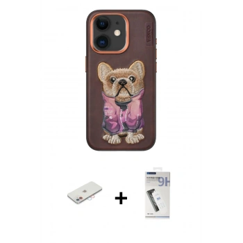 MARSİLYAN™- iPhone 11 Kılıf İz Minimal Koleksiyonu - Şeffaf Uv Polymer Nano Ekran Koruyucu + Renkli Kamera Lens Koruma Cam - PE
