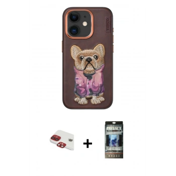 MARSİLYAN™- iPhone 11 Kılıf İz Minimal Koleksiyonu - Siyah 34D Hayalet Izgaralı Cam + Pers Alüminyum Kamera Lens - KI