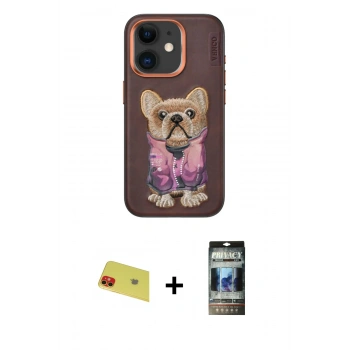 MARSİLYAN™- iPhone 11 Kılıf İz Minimal Koleksiyonu - Siyah 34D Hayalet Izgaralı Cam + Rainbow Kamera Lens Koruma Cam - KI