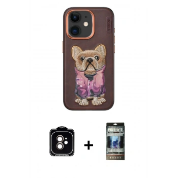 MARSİLYAN™- iPhone 11 Kılıf İz Minimal Koleksiyonu - Siyah 34D Hayalet Izgaralı Cam + PVD Metal Kamera Lens - TU