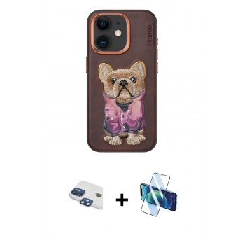 MARSİLYAN™- iPhone 11 Kılıf İz Minimal Koleksiyonu - Siyah 3D Antistatik Cam Ekran Koruyucu + Pers Alüminyum Kamera Lens - LT