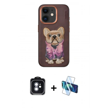 MARSİLYAN™- iPhone 11 Kılıf İz Minimal Koleksiyonu - Siyah 3D Antistatik Cam Ekran Koruyucu + PVD Metal Kamera Lens - MI