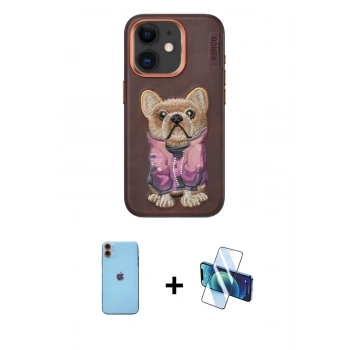MARSİLYAN™- iPhone 11 Kılıf İz Minimal Koleksiyonu - Siyah 3D Antistatik Cam Ekran Koruyucu + Neon Fosforlu Kamera Lens - TU