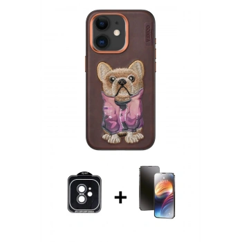 MARSİLYAN™- iPhone 11 Kılıf İz Minimal Koleksiyonu - Siyah 3D Antistatik Mat Seramik Nano Ekran Koruyucu + PVD Metal Kamera Lens - SH