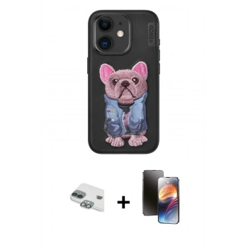 MARSİLYAN™- iPhone 11 Kılıf İz Minimal Koleksiyonu - Siyah 3D Antistatik Mat Seramik Nano Ekran Koruyucu + Pers Alüminyum Kamera Lens - YL