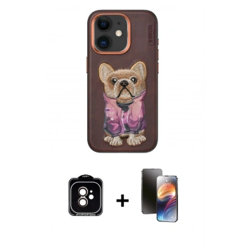 MARSİLYAN™- iPhone 11 Kılıf İz Minimal Koleksiyonu - Siyah 3D Antistatik Mat Seramik Nano Ekran Koruyucu + PVD Metal Kamera Lens - TU