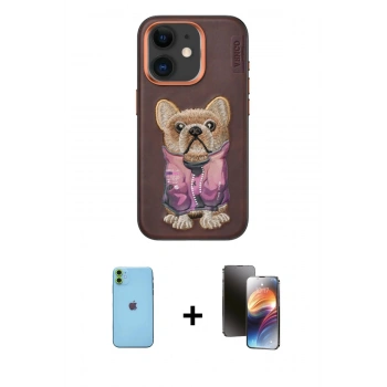 MARSİLYAN™- iPhone 11 Kılıf İz Minimal Koleksiyonu - Siyah 3D Antistatik Mat Seramik Nano Ekran Koruyucu + Neon Fosforlu Kamera Lens - YL