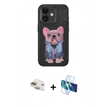 MARSİLYAN™- iPhone 11 Kılıf İz Minimal Koleksiyonu - Siyah 3D Antistatik Seramik Nano Ekran Koruyucu + Pers Alüminyum Kamera Lens - GD