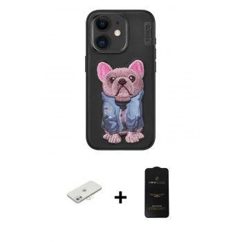 MARSİLYAN™- iPhone 11 Kılıf İz Minimal Koleksiyonu - Siyah 6D Antistatik Mat Seramik Hayalet Nano Ekran Koruyucu + Renkli Kamera Lens Koruma Cam - SI