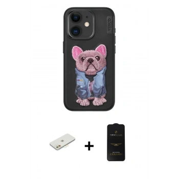 MARSİLYAN™- iPhone 11 Kılıf İz Minimal Koleksiyonu - Siyah 6D Antistatik Mat Seramik Hayalet Nano Ekran Koruyucu + Renkli Kamera Lens Koruma Cam - TU