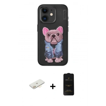 MARSİLYAN™- iPhone 11 Kılıf İz Minimal Koleksiyonu - Siyah 6D Antistatik Mat Seramik Hayalet Nano Ekran Koruyucu + Renkli Kamera Lens Koruma Cam - SI