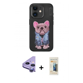 MARSİLYAN™- iPhone 11 Kılıf İz Minimal Koleksiyonu - Siyah 6D Mat Seramik Hayalet Nano Ekran Koruyucu + Raze Metal Kamera Lens - MR