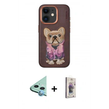 MARSİLYAN™- iPhone 11 Kılıf İz Minimal Koleksiyonu - Siyah Bilvis 3D Cam Ekran Koruyucu + Raze Metal Kamera Lens - MI