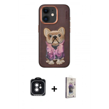 MARSİLYAN™- iPhone 11 Kılıf İz Minimal Koleksiyonu - Siyah Bilvis 3D Cam Ekran Koruyucu + PVD Metal Kamera Lens - SH