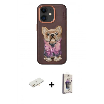 MARSİLYAN™- iPhone 11 Kılıf İz Minimal Koleksiyonu - Siyah Bilvis 3D Cam Ekran Koruyucu + Renkli Kamera Lens Koruma Cam - SI