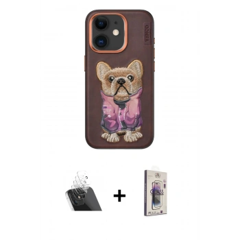 MARSİLYAN™- iPhone 11 Kılıf İz Minimal Koleksiyonu - Siyah Bilvis 3D Cam Ekran Koruyucu + Kamera Lens Koruma Cam - SF