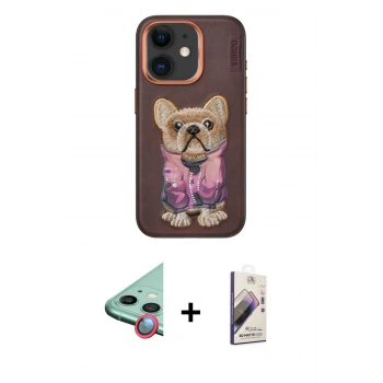 MARSİLYAN™- iPhone 11 Kılıf İz Minimal Koleksiyonu - Siyah Bilvis 3D Mat Cam Ekran Koruyucu + Raze Metal Kamera Lens - KI